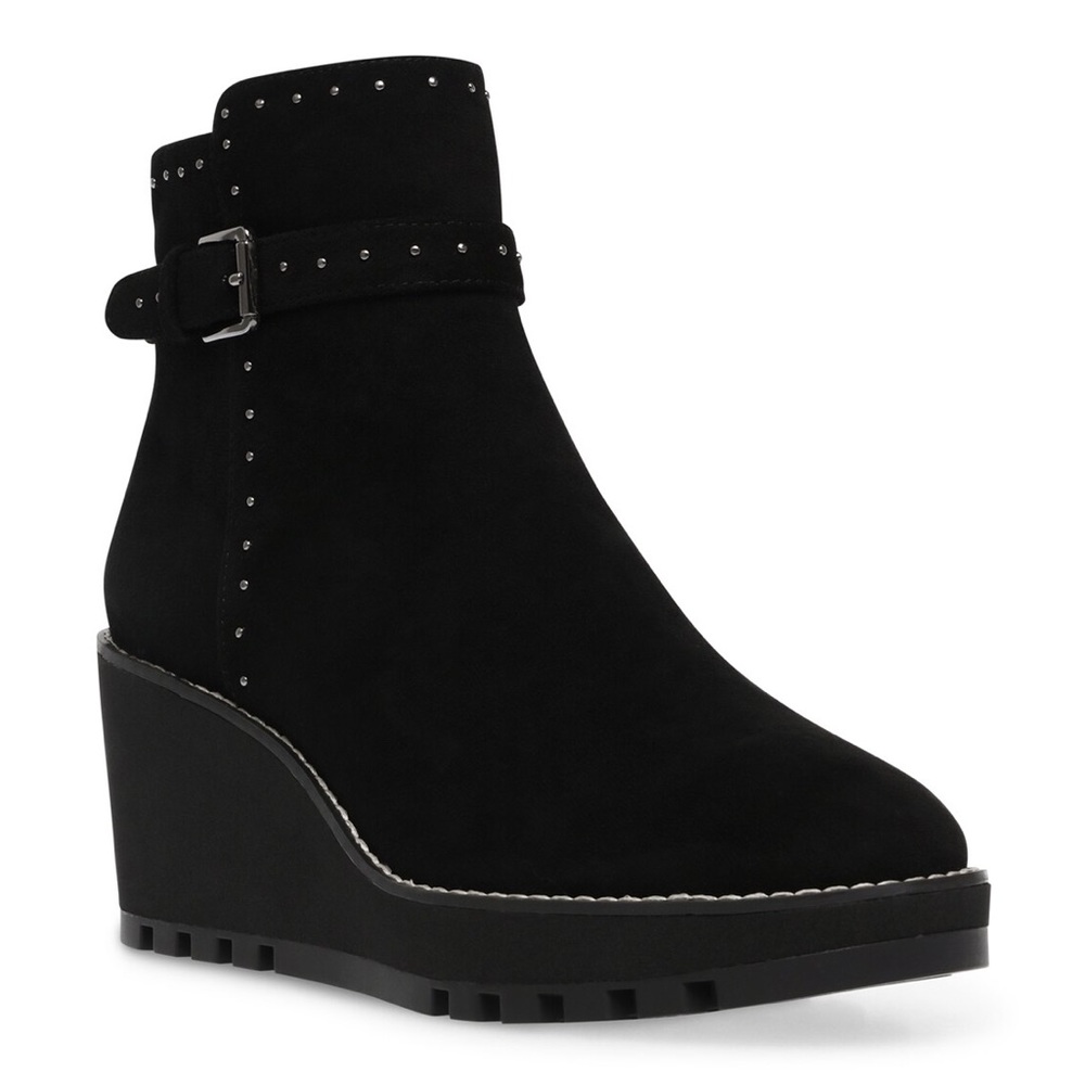 Anne Klein pulse faux suede ankle wedge booties